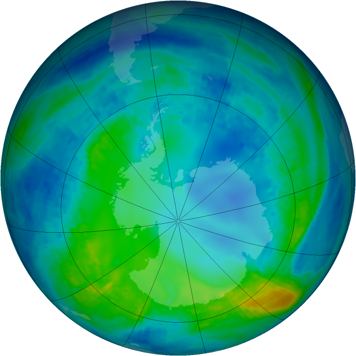 Antarctic ozone map for 07 May 2004